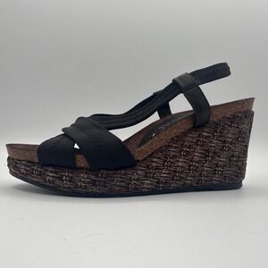 Donald J Pliner Wedge Sandals Espadrille Woven Heel Slingback‎ Black Size 7M
